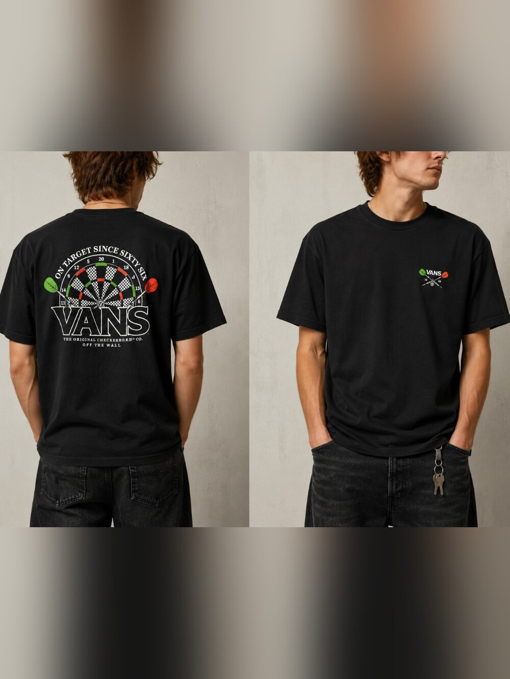 Vans Dartboard Graphic T-Shirt Black Classic Fit Size Large Skate Streetwear